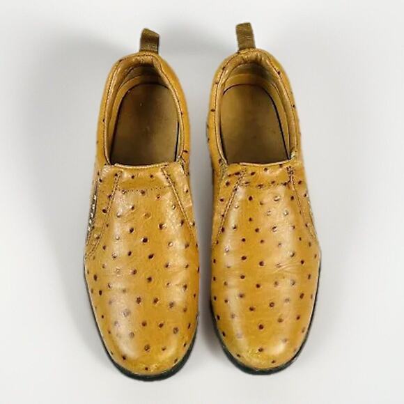 ROPER Leather Ostrich Print Shoes Clogs Womens Size 7.5 Tan Slip On - Picture 5 of 7